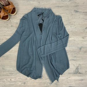Donna Karan fringed asymmetrical cardigan NWT